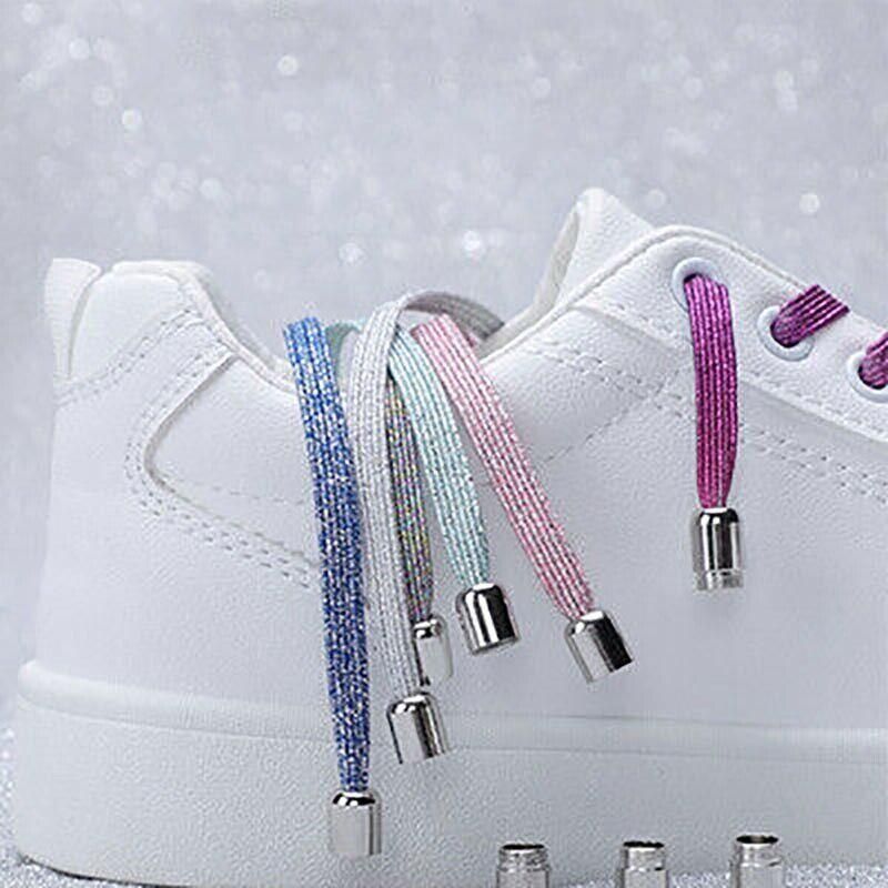 No Tie Locked Elastic Shoelace Shoe Lace Lazy Laces Sneakers Sports - NO.12 Glitter Dark