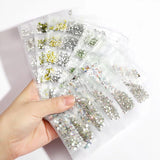 1440Pcs Glitter Rhinestones Crystal Clear Flat Bottom Glass Nail Art Nail Drill - Lake Blue - Top-Down View