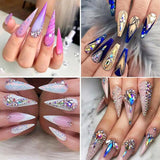 1440Pcs Glitter Rhinestones Crystal Clear Flat Bottom Glass Nail Art Nail Drill - Lake Blue