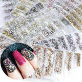 1440Pcs Glitter Rhinestones Crystal Clear Flat Bottom Glass Nail Art Nail Drill - Lake Blue