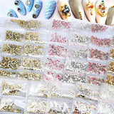 1440Pcs Glitter Rhinestones Crystal Clear Flat Bottom Glass Nail Art Nail Drill - Lake Blue - Extra Image