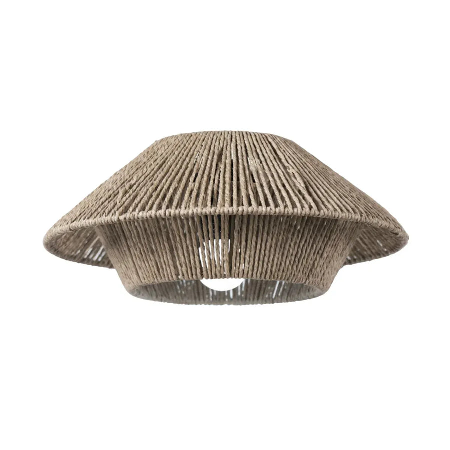 Hand Woven Paper Rope Pendant Lampshade Boho Rattan Style - Yellow