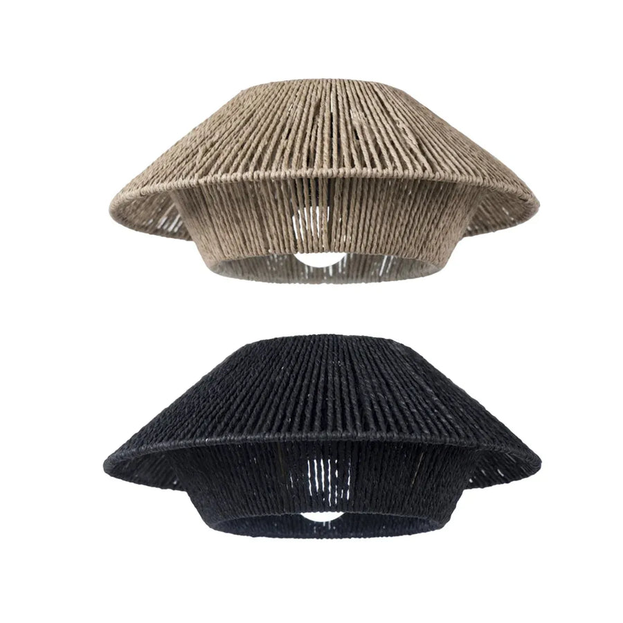 Hand Woven Paper Rope Pendant Lampshade Boho Rattan Style - Yellow