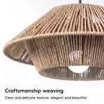 Hand Woven Paper Rope Pendant Lampshade Boho Rattan Style - Yellow