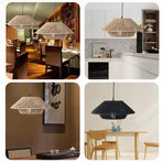 Hand Woven Paper Rope Pendant Lampshade Boho Rattan Style - Yellow