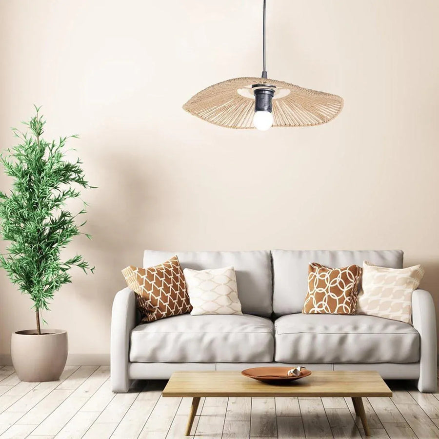 Woven Paper Rope Lamp Shade Rustic Ceiling Light Shade for Living Room Decor