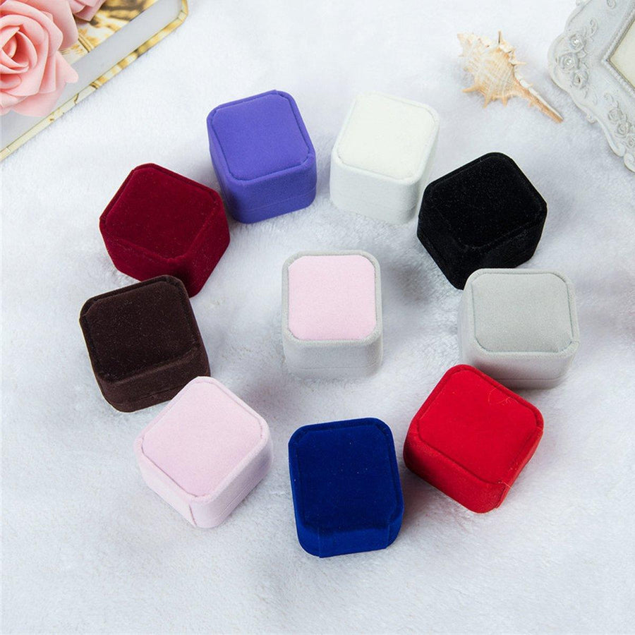 10X Flannel Ring Jewelry Earring Ring Jewelry Boxes Exquisite Gift Organizer - Apricot