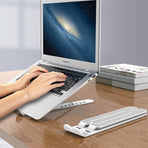 Adjustable Folding Laptop Stand for Desk Portable Tablet Holder Riser Bracket - Black