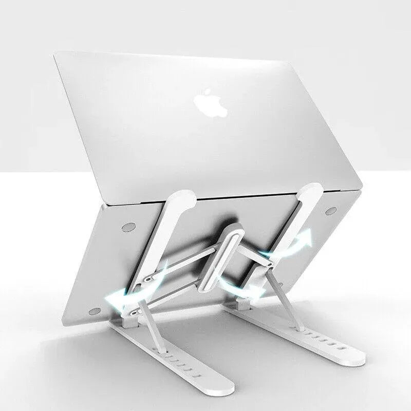 Adjustable Folding Laptop Stand for Desk Portable Tablet Holder Riser Bracket - Black
