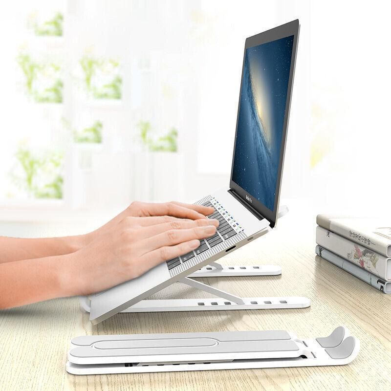 Adjustable Folding Laptop Stand for Desk Portable Tablet Holder Riser Bracket - Black