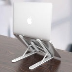 Adjustable Folding Laptop Stand for Desk Portable Tablet Holder Riser Bracket - White