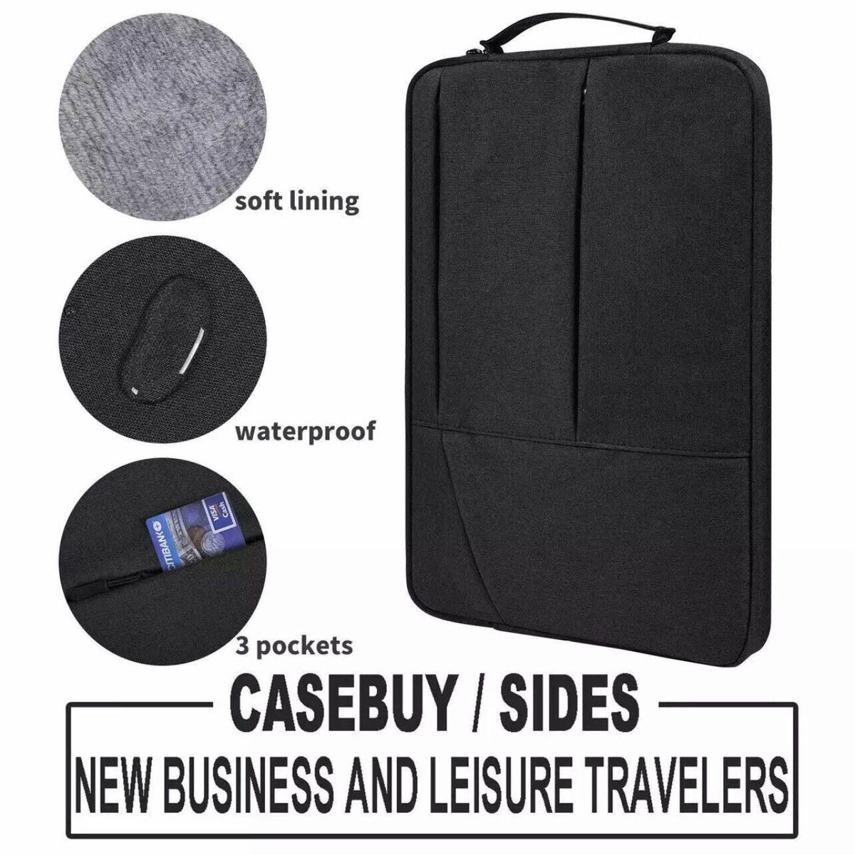 Laptop Sleeve Travel Bag Carry Case For Macbook Air Pro 15.6inch - Dark Grey