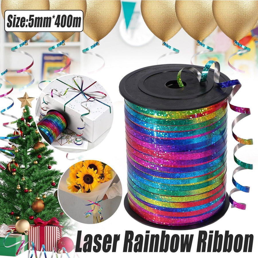 400m Glitter Laser Ribbon for Balloons Birthday Party Banners Pull String Tie