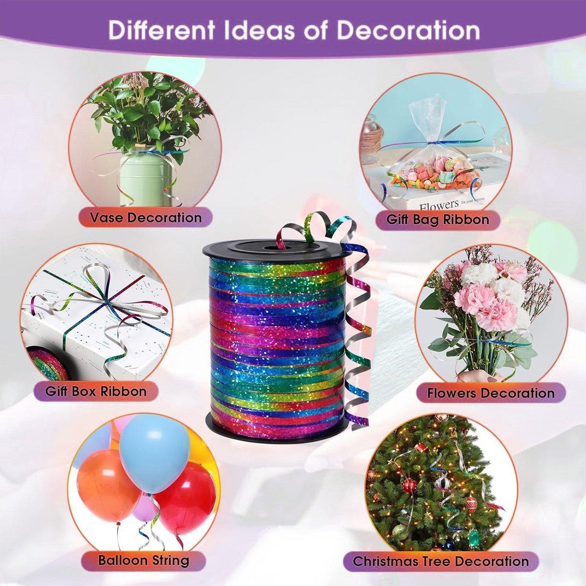 400m Glitter Laser Ribbon for Balloons Birthday Party Banners Pull String Tie