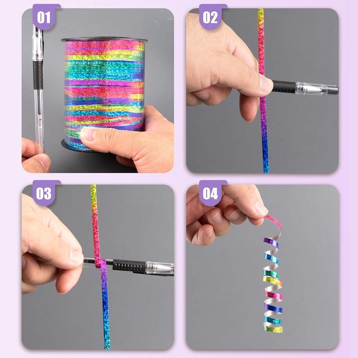 400m Glitter Laser Ribbon for Balloons Birthday Party Banners Pull String Tie