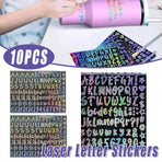 10pcs DIY Laser Alphanumeric Stickers Colourful Flash Labels Craft Decoration