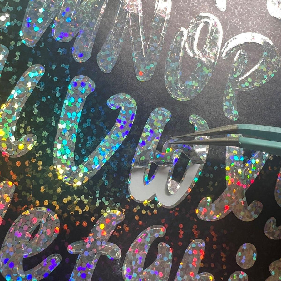 10pcs DIY Laser Alphanumeric Stickers Colourful Flash Labels Craft Decoration