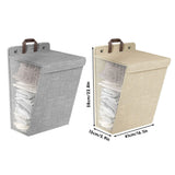 Foldable Laundry Basket Wall Mounted Clothes Storage Basket Household Organizer - Beige