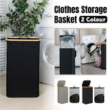 Bathroom Laundry Basket Large Clothes Hamper Dirty Laundry Storage Organizer - Black