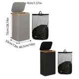 Bathroom Laundry Basket Large Clothes Hamper Dirty Laundry Storage Organizer - Black - Side View