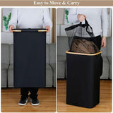 Bathroom Laundry Basket Large Clothes Hamper Dirty Laundry Storage Organizer - Black - Top-Down View