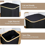 Bathroom Laundry Basket Large Clothes Hamper Dirty Laundry Storage Organizer - Black - 45-Degree Angle