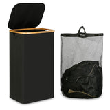 Bathroom Laundry Basket Large Clothes Hamper Dirty Laundry Storage Organizer - Black - Rear View