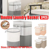 Foldable Canvas Laundry Basket for Dirty Clothes Storage Bag Hamper Organizer - Grey