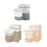 Foldable Canvas Laundry Basket for Dirty Clothes Storage Bag Hamper Organizer - Grey - Front View