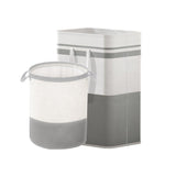 Foldable Canvas Laundry Basket for Dirty Clothes Storage Bag Hamper Organizer - Grey