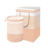 Foldable Canvas Laundry Basket for Dirty Clothes Storage Bag Hamper Organizer - Grey - Close-Up Angle