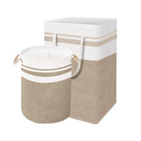 Foldable Canvas Laundry Basket for Dirty Clothes Storage Bag Hamper Organizer - Grey - Low Angle