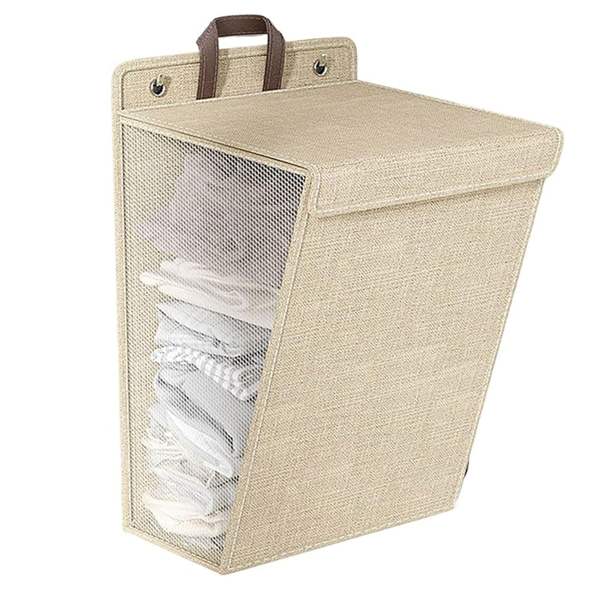 Foldable Laundry Basket Wall Mounted Clothes Storage Basket Household Organizer - Grey