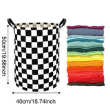 Foldable Laundry Basket Dirty Clothes Hamper Toy Storage Organizer Storage Bin - Black And White Chess - Front View