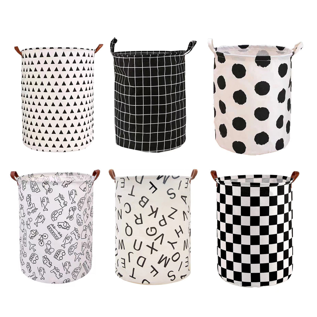 Foldable Laundry Basket Dirty Clothes Hamper Toy Storage Organizer Storage Bin - Black And White Chess