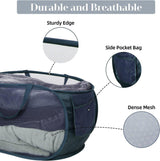 Large Folding Laundry Basket Collapsible Storage Organizer Dirty Clothes Hamper - Navy - Top-Down View