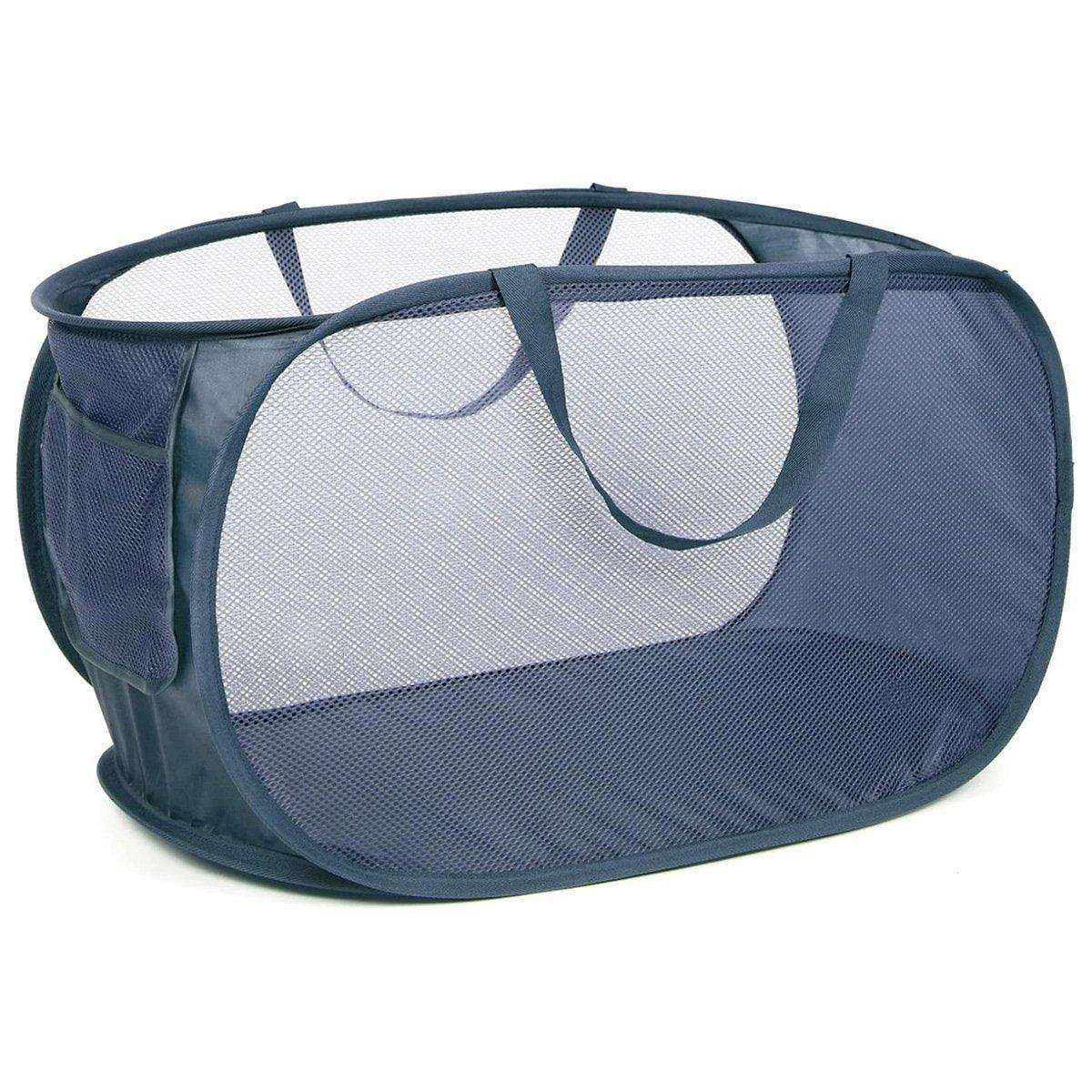 Large Folding Laundry Basket Collapsible Storage Organizer Dirty Clothes Hamper - Navy