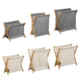 Wooden Collapsible Laundry Basket Dirty Clothes Storage Household Organizer - Beige-S - Front View