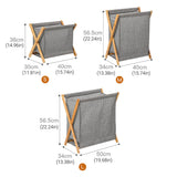 Wooden Collapsible Laundry Basket Dirty Clothes Storage Household Organizer - Beige-S - Side View