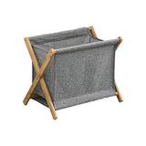 Wooden Collapsible Laundry Basket Dirty Clothes Storage Household Organizer - Beige-S - Rear View