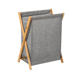 Wooden Collapsible Laundry Basket Dirty Clothes Storage Household Organizer - Beige-S - Close-Up Angle