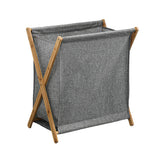 Wooden Collapsible Laundry Basket Dirty Clothes Storage Household Organizer - Beige-S