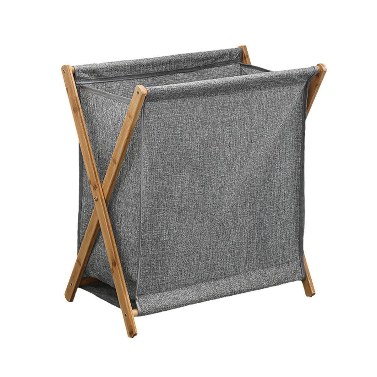 Wooden Collapsible Laundry Basket Dirty Clothes Storage Household Organizer - Beige-S