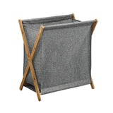 Wooden Collapsible Laundry Basket Dirty Clothes Storage Household Organizer - Beige-S - Low Angle