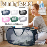 Large Folding Laundry Basket Collapsible Storage Organizer Dirty Clothes Hamper - White