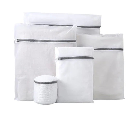 5pcs Zipper Mesh Laundry Bags Set Clothes Washing Organiser for Delicates - Grey