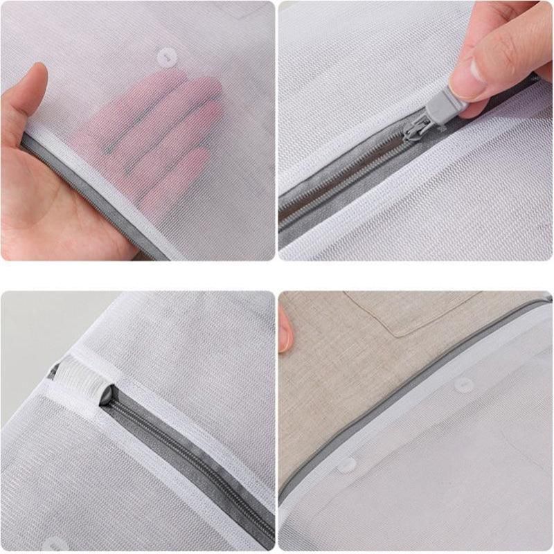 5pcs Zipper Mesh Laundry Bags Set Clothes Washing Organiser for Delicates - Grey