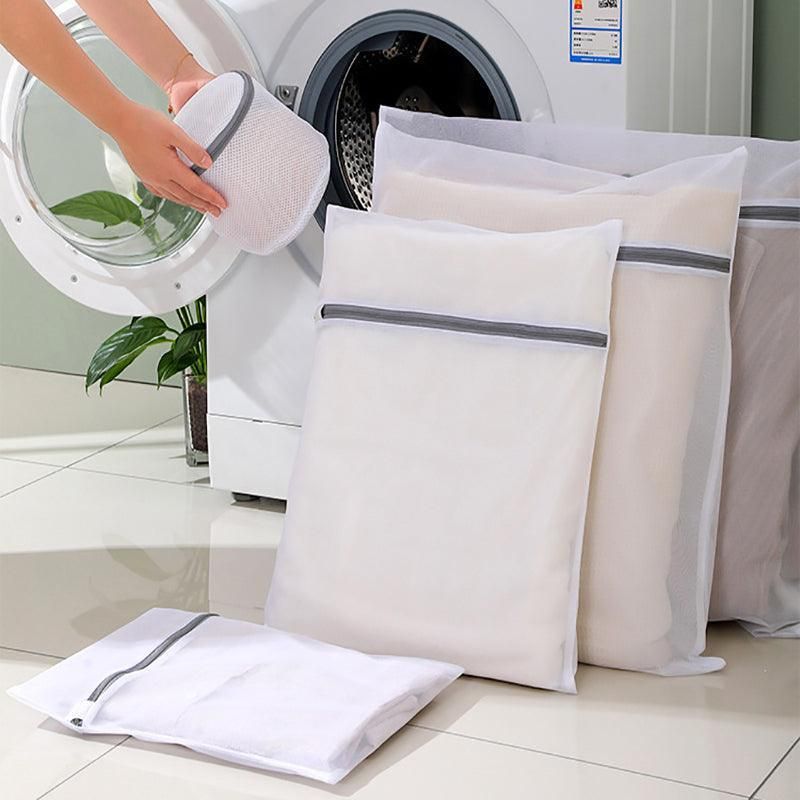 5pcs Zipper Mesh Laundry Bags Set Clothes Washing Organiser for Delicates - Grey
