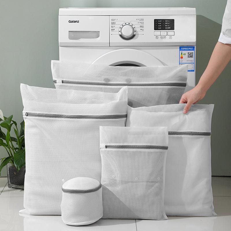 5pcs Zipper Mesh Laundry Bags Set Clothes Washing Organiser for Delicates - Grey