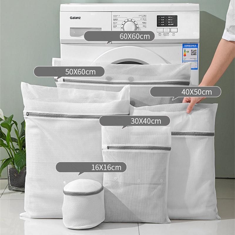 5pcs Zipper Mesh Laundry Bags Set Clothes Washing Organiser for Delicates - Grey